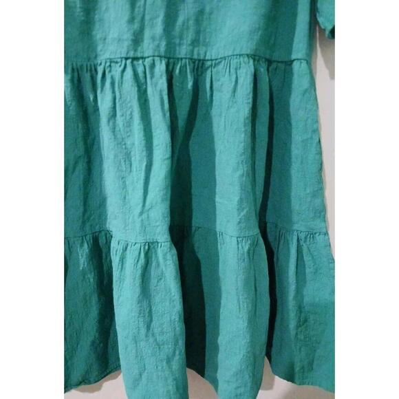 Womens Green Dress Short Sleeve Layered Size Large Tiered Skirt Fancyinn #103 - Picture 4 of 5